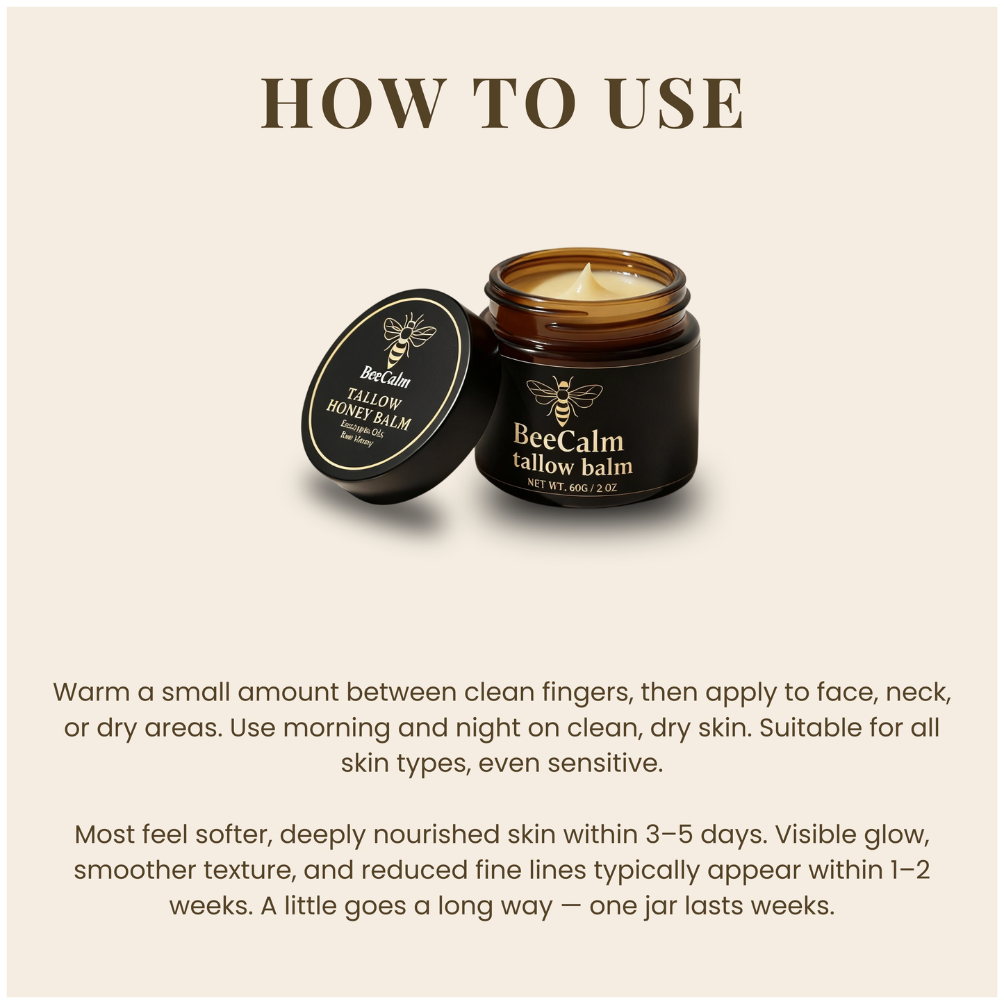 BeeCalm™ – Organic Tallow & Honey Balm for Dry, Sensitive Skin