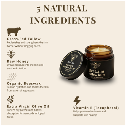 BeeCalm™ – Organic Tallow & Honey Balm for Dry, Sensitive Skin